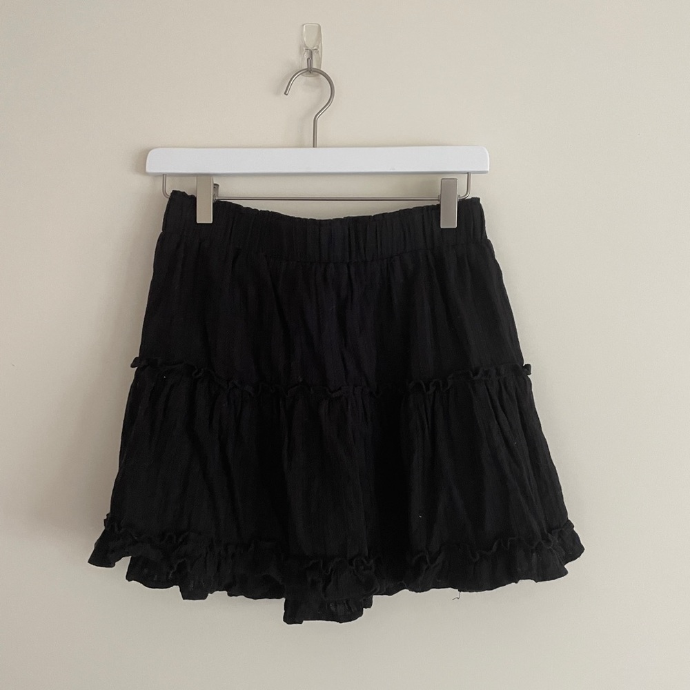 PRINCESS POLLY BLACK RUFFLE MINI SKIRT